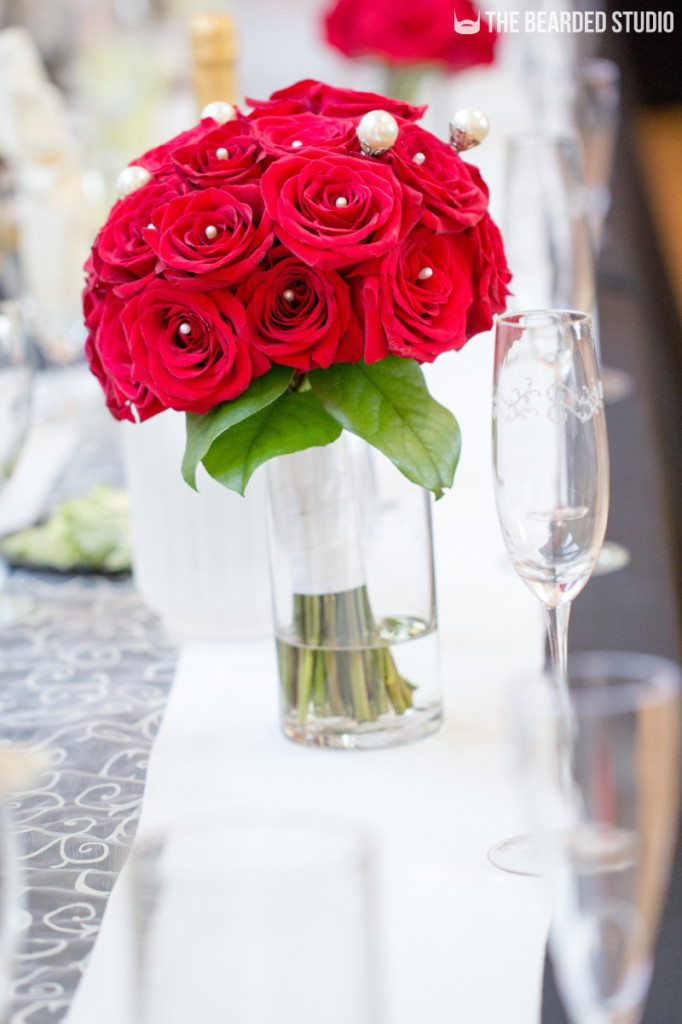 Rose Bouquet On Reception Table