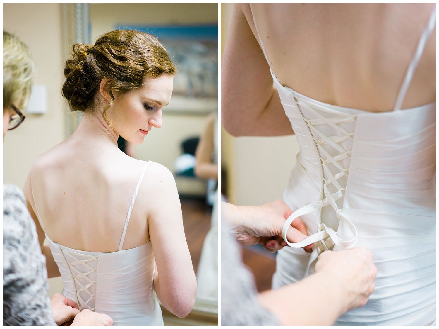 bride putting dress on des moines iowa